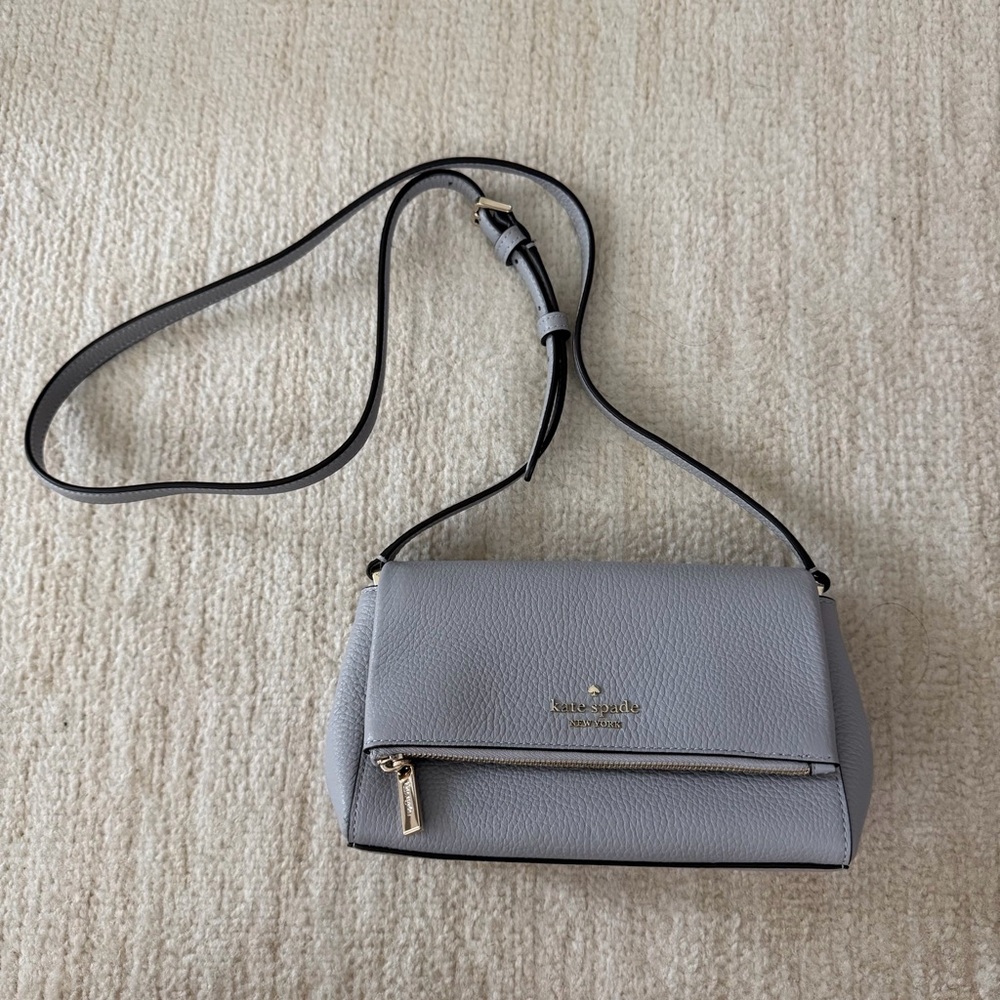 Kate Spade Grey Leila Pebbled Leather Crossbody Bag